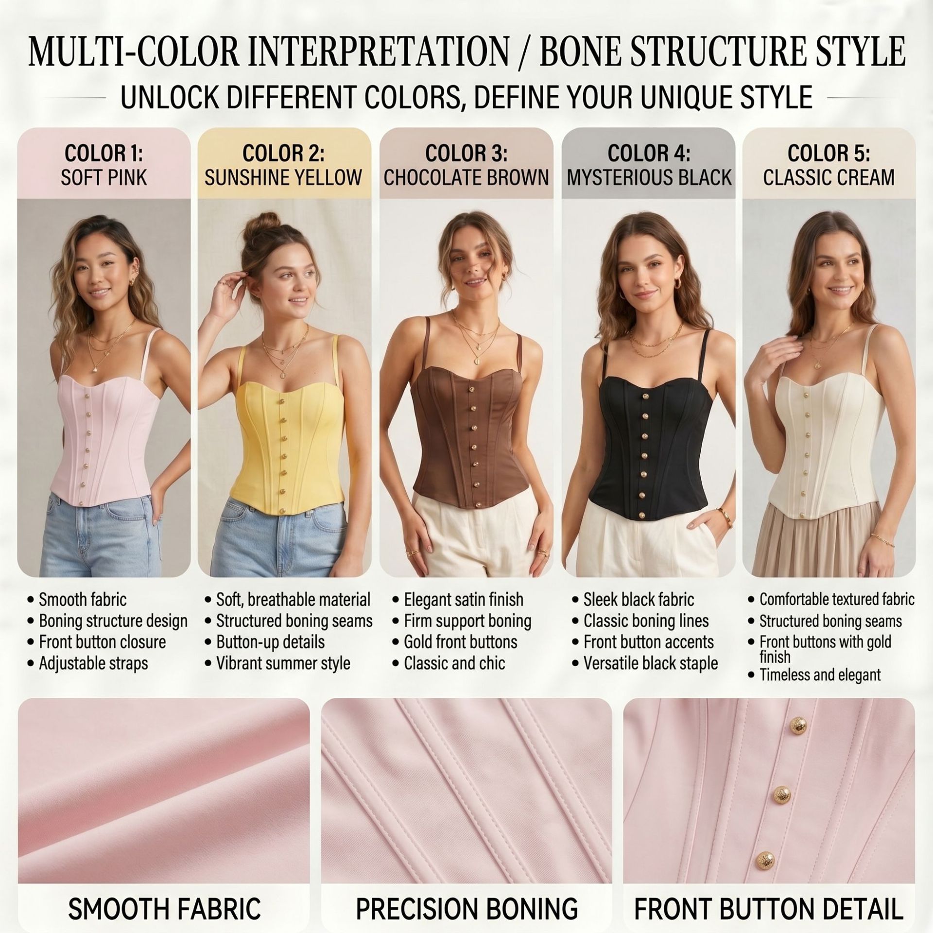 Women Spaghetti Strap Corset Top - Slim Fit Body Shaper Outer Wear Bustier Top